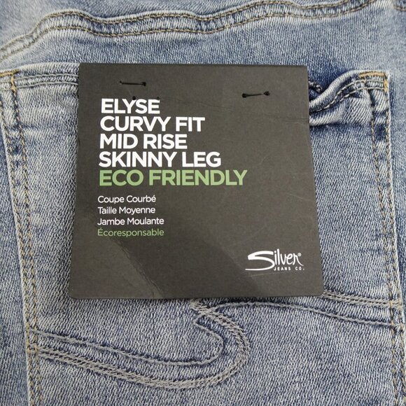 Silver Jeans Elyse Skinny Leg Women's Plus Size 22 Blue Denim Stretch Distressed - Picture 7 of 13